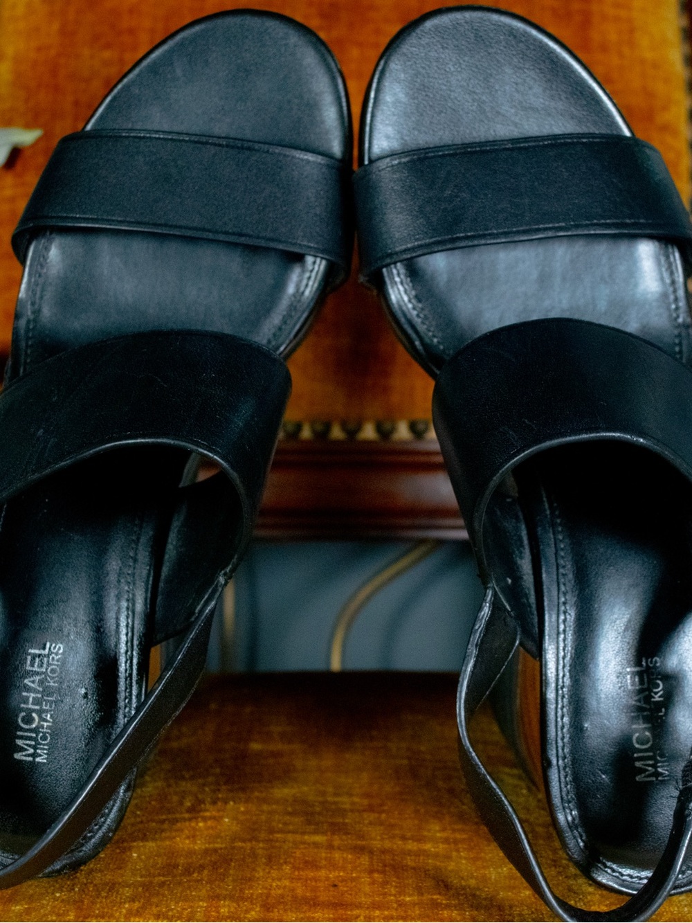 SIZE 9 Michael Kors Black Leather Slingback  Wedges